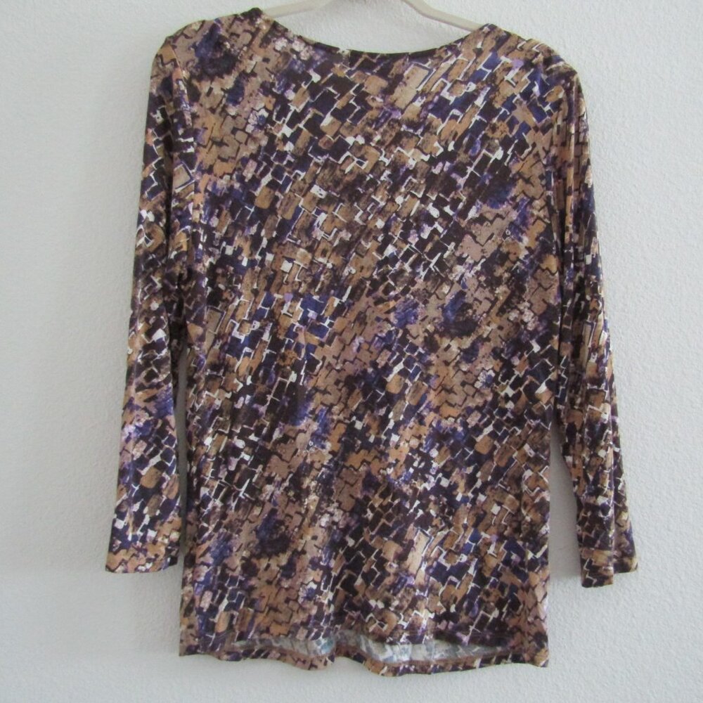 Michael Michael Kors Printed Top Large Multicolor Cowl Neck Business Casual - Picture 5 of 9